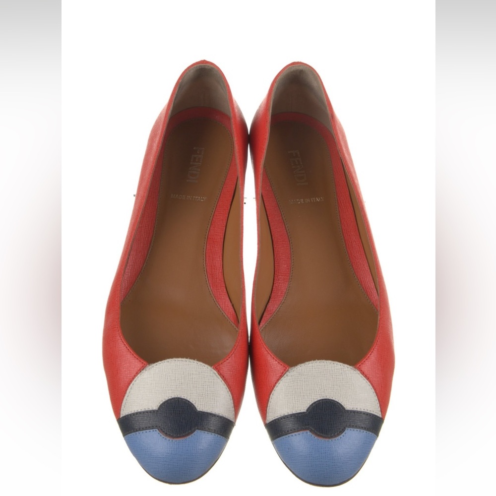Vintage Fendi Geometric Leather Ballet Flats SZ 36.5